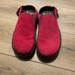 Dr. Martens Fuchsia (Pink) Zebzag Suede Mules